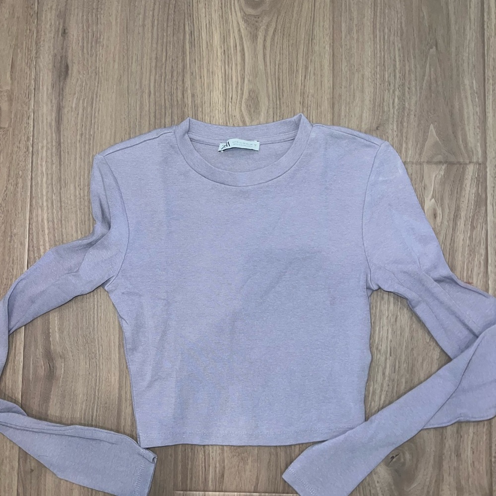 Zara Lilac Long Sleeve Crop Top